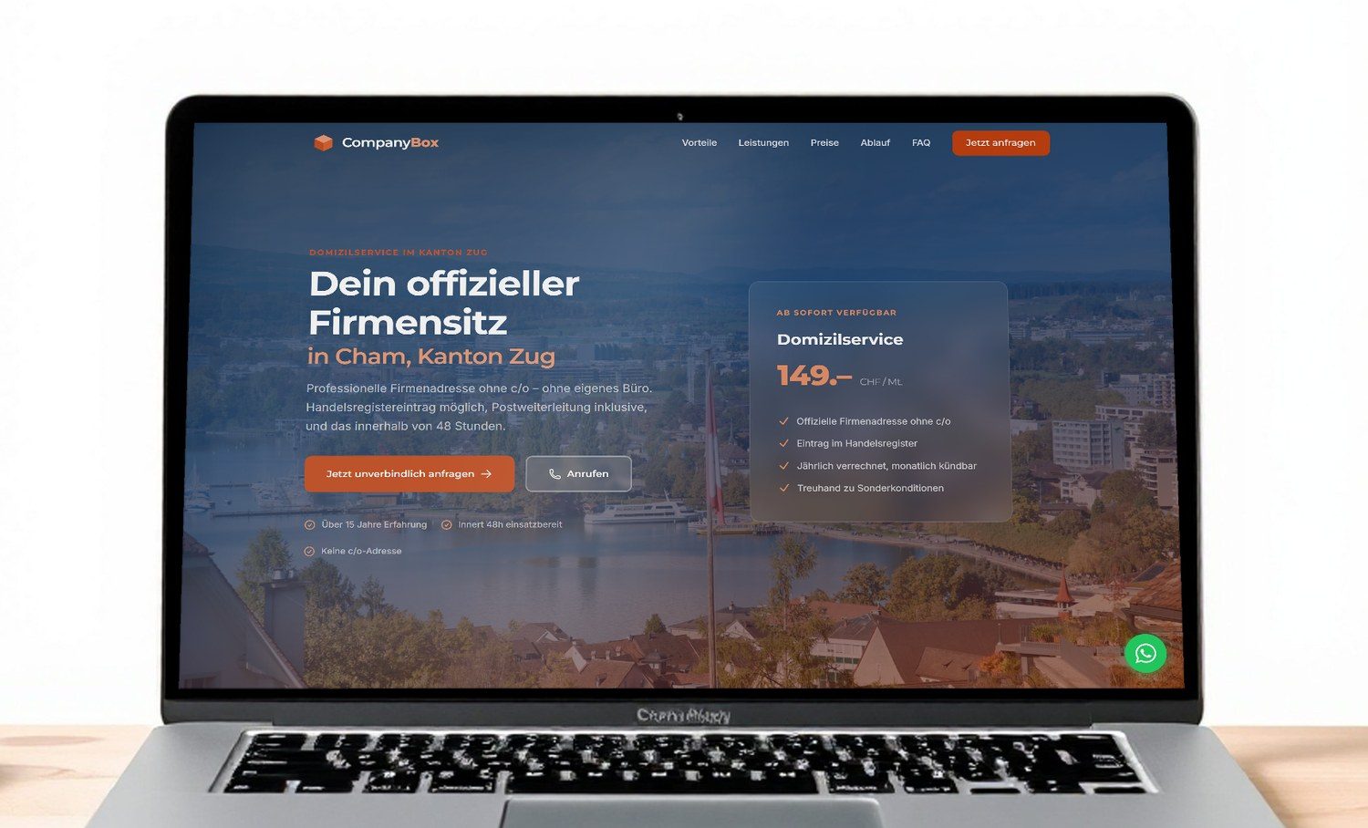 Professional website on a laptop – example by nischenseite.ch